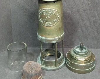 Vintage E. Thomas & Williams Ltd Brass Miners Safety Lamp