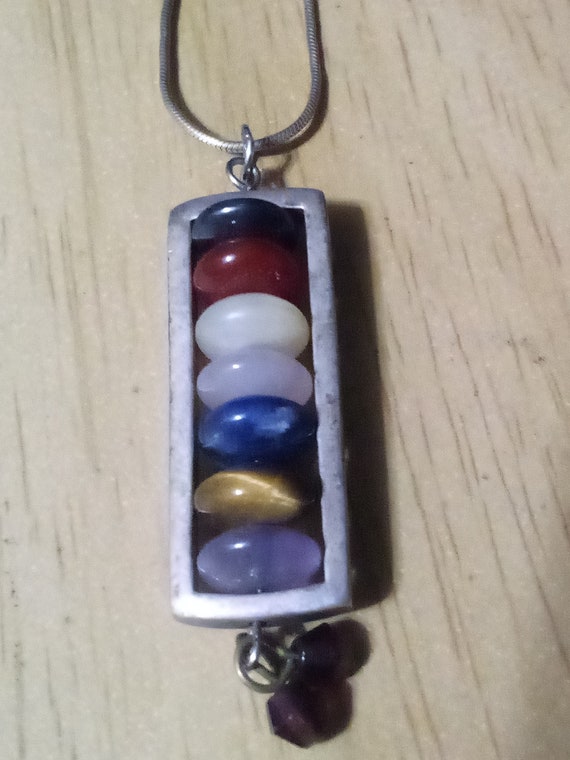 925 Silver and Gemstone Abacus Pendant - image 1