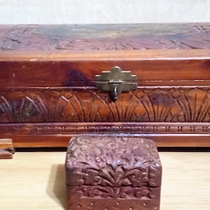 Hand Carved Cedar Jewelry Box and Ring Box