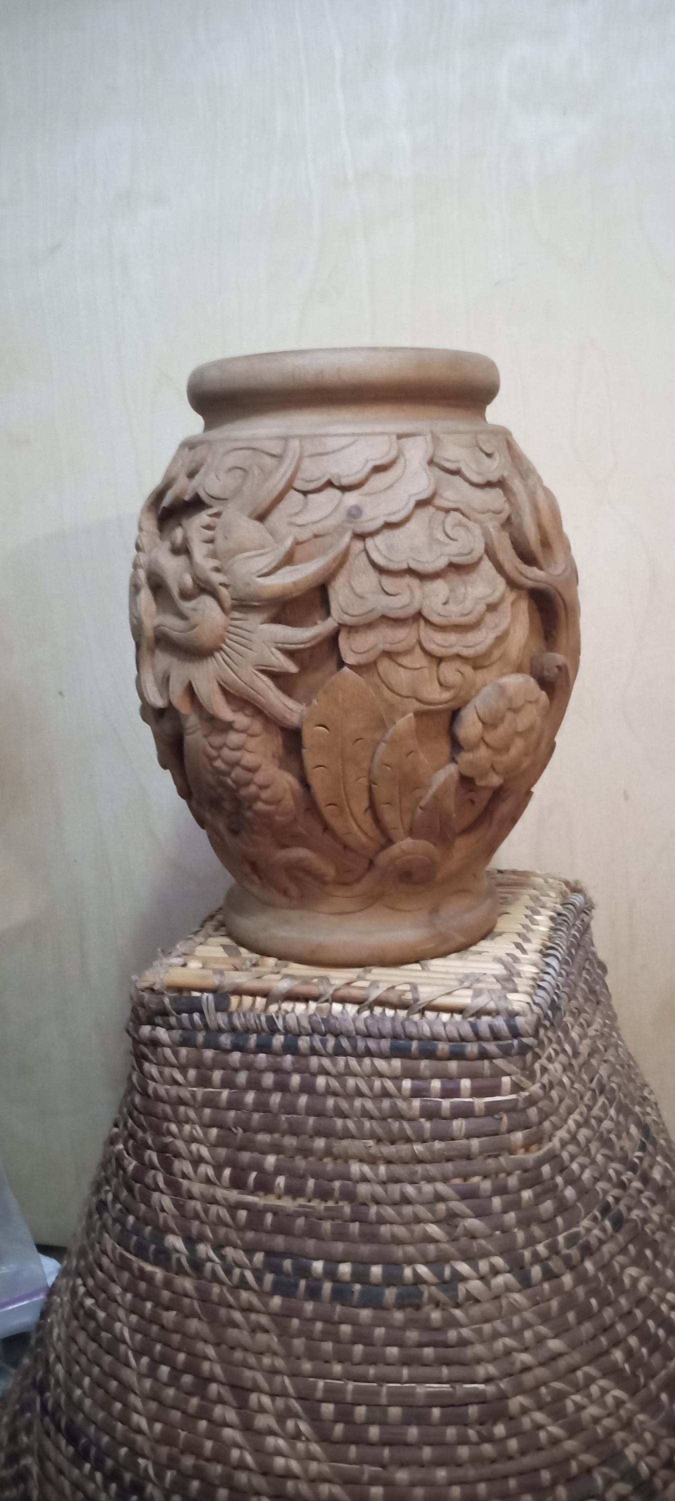 木製ドラゴン鳳凰彫刻手彫り