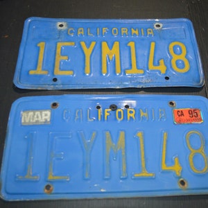 Vintage California Blue with yellow 1970&#39;s  License Plates