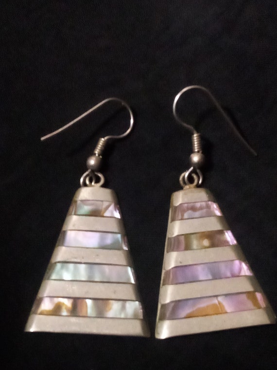 Vintage Silver and Abalone Shell Earrings