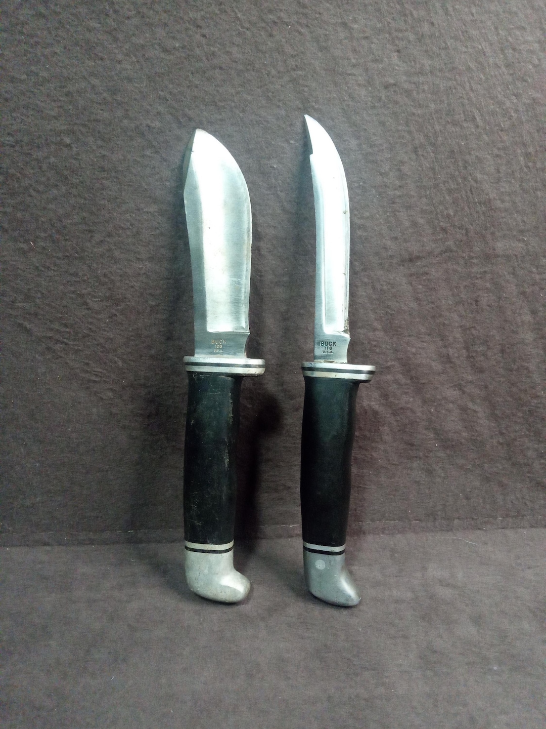 Vintage BUCK Knife Twin Double Set 118 and 103 USA Made Rare Original
