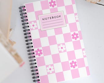 Custom Pink Floral Spiral Notebook | A5 Dotted Grid Journal for Goal Setting