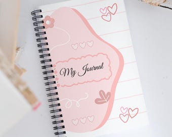 Cute Pink Wirebound Spiral Journal | Daily Note Taking & Self Care Notebook Gift