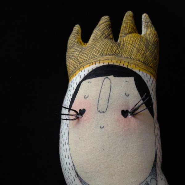 RESERVED - Max - Where the Wild Things Are - Tattoo Sleeve- Plush Doll- art doll- Wild Rumpus OOAK- made to order soft sculpture