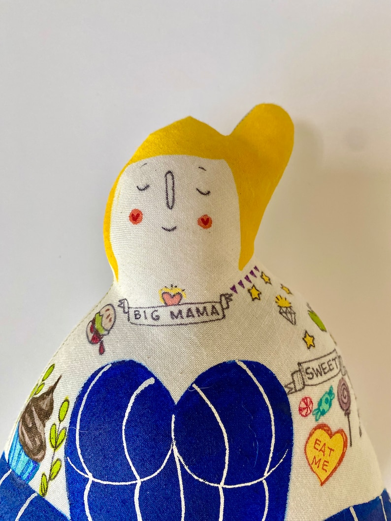 Big Mama Hand Painted Art Plush Doll Vintage Circus Sideshow Bild 2