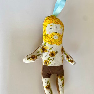 Miniature Vincent Van Gogh Sunflowers sweet one of a kind art doll Ready to ship 画像 3