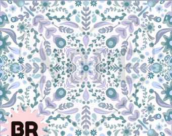 Nahtloses Boho-Blumenmuster in Blau | Digitales Papier im Folk-Art-Stil | Skandinavisches Blumenmuster