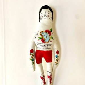 Salvador Dali Art Doll with Tattoo Sleeve Plush Doll OOAK image 1