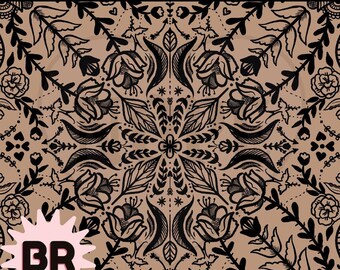 Inky Hand Drawn Floral Seamless Pattern