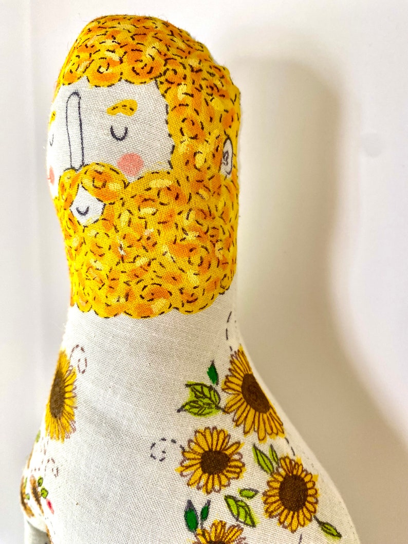 Vincent Van Gogh Sunflowers Art Doll with Tattoo Sleeve Plush Doll OOAK image 8