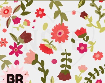 Bright Wildflower Seamless Pattern | Hand Drawn Floral Garden | Playful Botanical Digital Paper