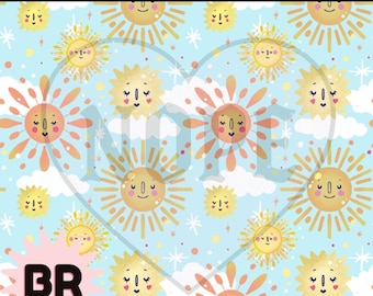 Ray of Sunshine Seamless Pattern | Folk Art Seamless Pattern | Digital Paper