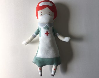 To the Rescue -Lovely Nurse - sweet one of a kind art doll. Ready to ship