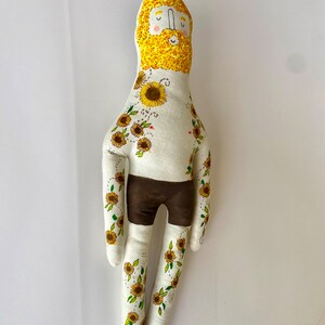 Vincent Van Gogh Sunflowers Art Doll with Tattoo Sleeve Plush Doll OOAK image 3