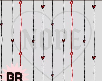 Nahtloses Boho-Herzmuster | Digitales Emo-Kunstpapier | Handgezeichnet