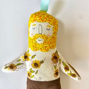 Miniature Vincent Van Gogh Sunflowers sweet one of a kind art doll Ready to ship 画像 2