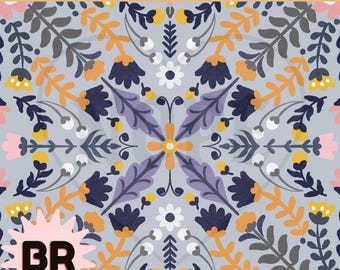 Nahtloses Boho-Blumenmuster in kühlen Tönen | Digitales Papier im Folk-Art-Stil | Skandinavisches Blumenmuster-Repeat