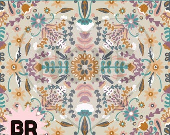 Intricate Folk Art Floral Pattern | Seamless Botanical Pattern | Hand Drawn Scandinavian Repeat | Vintage Digital Paper | Surface Design