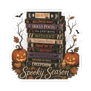 Spooky Season Stack Kiss-Cut Stickers | Halloween Horror Bookpile