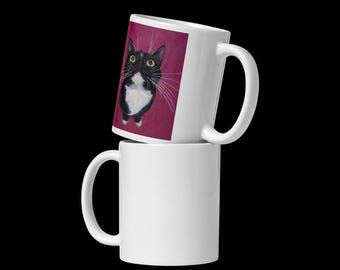 Tuxedo Cat Glossy Mug