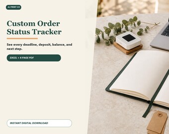 Custom Order Tracker Spreadsheet: Handmade Business Dashboard (Excel + PDF)
