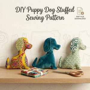 Mini Puppy Stuffed Dog Sewing Pattern | Beginner Plushie Tutorial (PDF Download)
