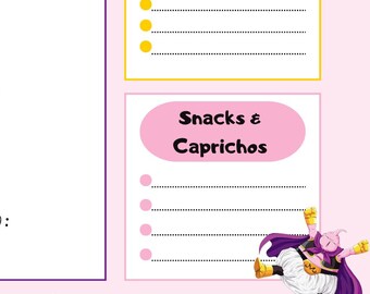 Menú semanal imprimible Buu - planificador de comidas A4 y lista de la compra (PDF/Canva Editable/iPad)