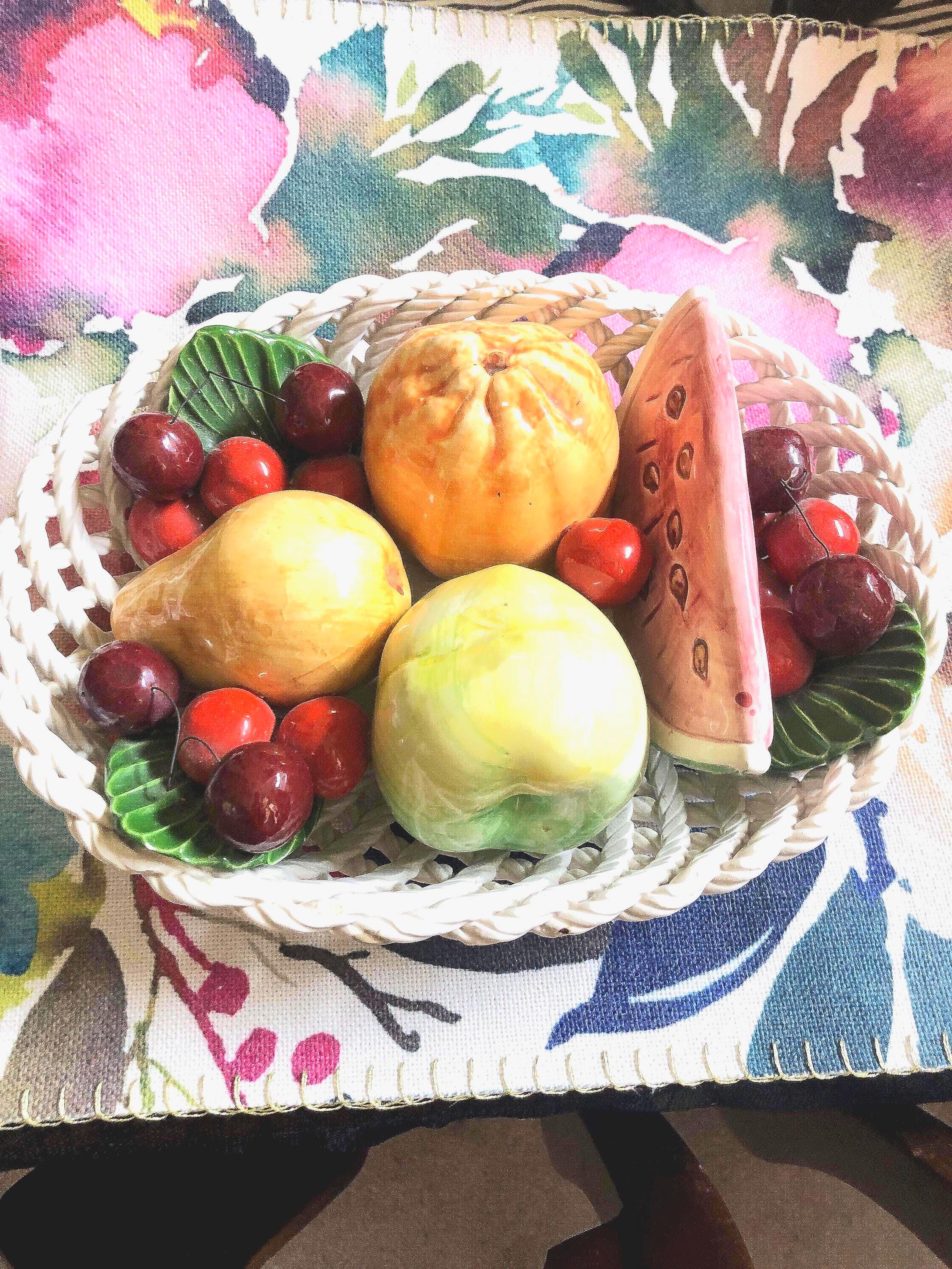 木製ハート型ベンチ(みかん） Vintage Ceramic Fruit Basket - Etsy