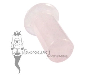 Rose Quartz Stone Philtrum Labret Plug with Round Disk Back Stretched Lip Piercings Stone Pink Made to Order