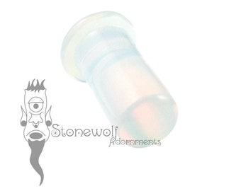 Opalite Stone Philtrum Labret Plug with Round Disk Back - Choice of Colour for Stretched Lip Piercings Opal Glass Made to Order