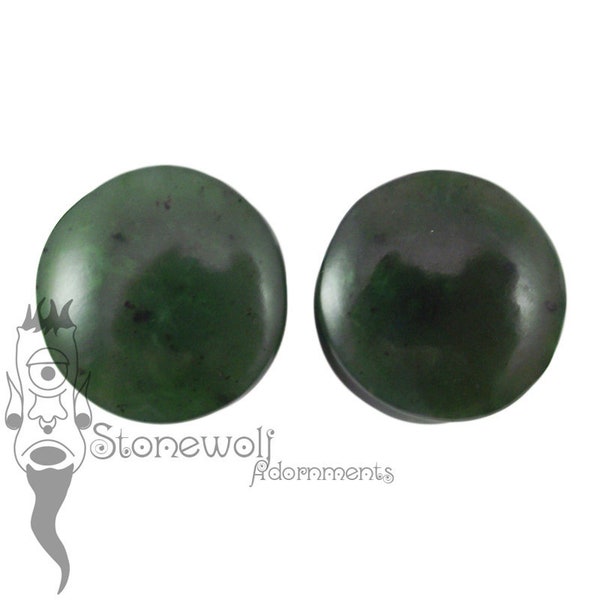 Yukon Nephrite Jade 18mm Double Flared Plugs - Ready To Ship