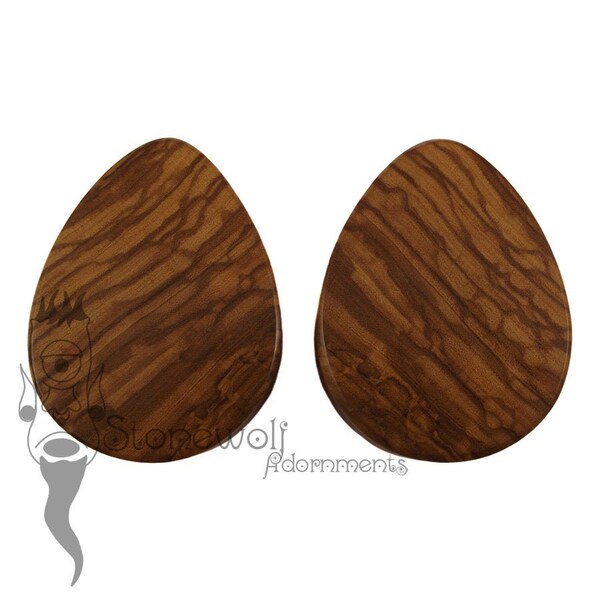 Olive Wood Teardrop Plugs 52mm Double Flared for Stretched piercings- Ready To Ship