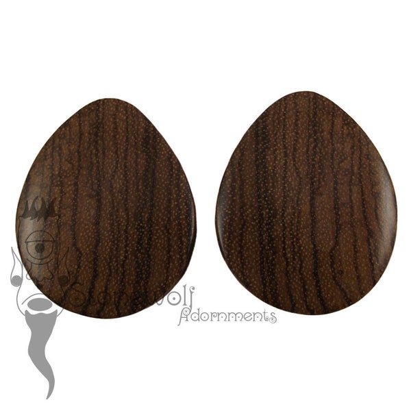Zebrano Wood Teardrop Plugs 45mm Double Flared for Stretched piercings- Ready To Ship