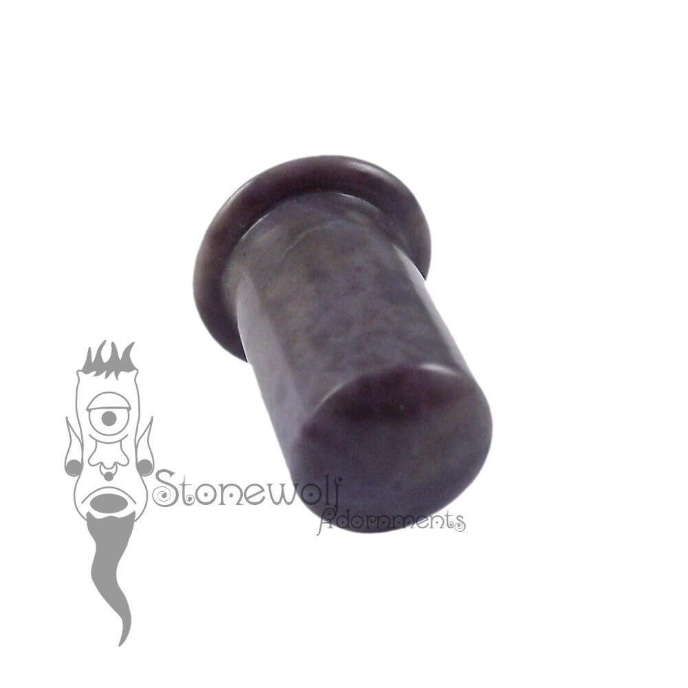 Turkish Purple Jadeite Stone Philtrum Labret Plug with Round Disk Back for Stretched Lip Piercings Made to Order