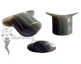 Botswana Banded Agate Stone Oval Labret Custom Made to Order Lip Plug Piercing Stone Body Jewellery Handmade