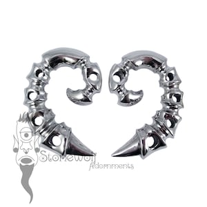 Pair of 925 Silver Spinal Ear Weights for Stretched Lobes Spiral Hangers Gauges Earrings Hoops Biomechanical