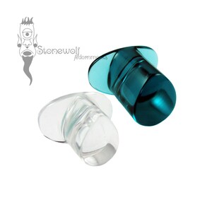 Transparent Glass Teardrop Labret Plug with T-Back - Choice of Colour for Stretched Lip Piercings Stone Made to Order