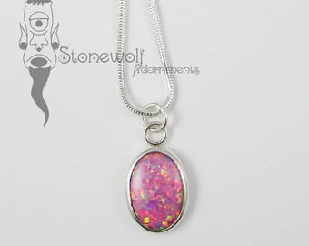Pink Opal, Pendant Necklace, Sterling Silver Necklace, Opal Necklace ...