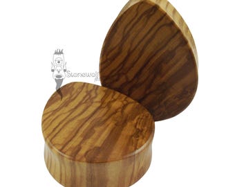 Olive Wood Teardrop Plugs 52mm Double Flared for Stretched piercings- Ready To Ship