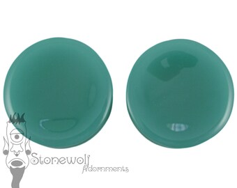 Mint Opalite Concave 52mm Plugs for Stretched Ears Piercings Handmade - Ready to Ship