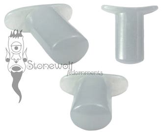 Ice Blue Guatemalan Jadeite Stone Oval Labret Plug for Stretched Lip Piercings Handmade in UK