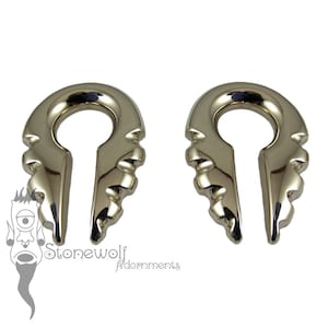Pair of Bronze Notched Keyhole Ear Weights for Stretched Lobes Spiral Hangers Gauges Earrings Hoops Tribal