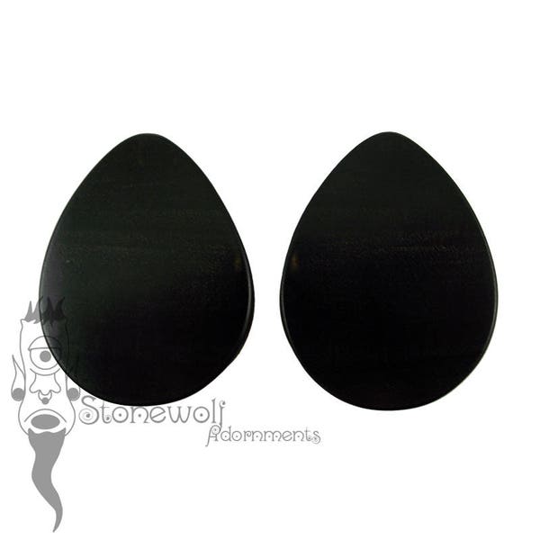 Black Ebony Teardrop Plugs 50mm Double Flared for Stretched piercings- Ready To Ship