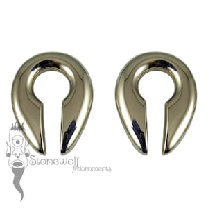 Pair of Bronze Keyhole Ear Weights for Stretched Lobes Spiral Hangers Gauges Earrings Hoops Tribal
