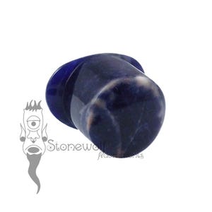 Sodalite Round Labret Plug with T-Back Handmade Stone Jewelry for Stretched Lip Piercings