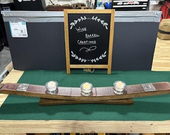 Wine barrel stave candle holder