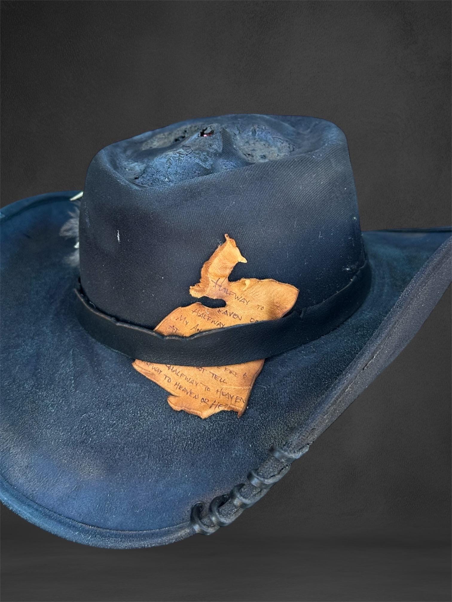 Hand designed western hat. Concert festival rodeo Custom Burned Brown Rancher Cowgirl Hat **lainey Wilson Hat  main image 4