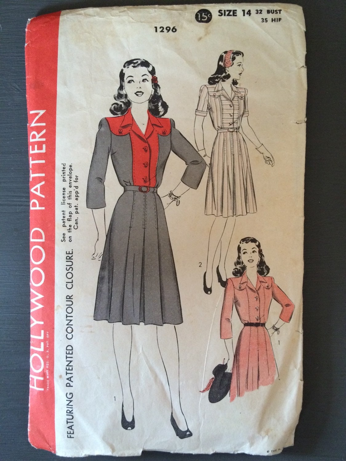 Vintage Sewing PATTERN, 1940s Hollywood Patterns, F-6700 1026, One